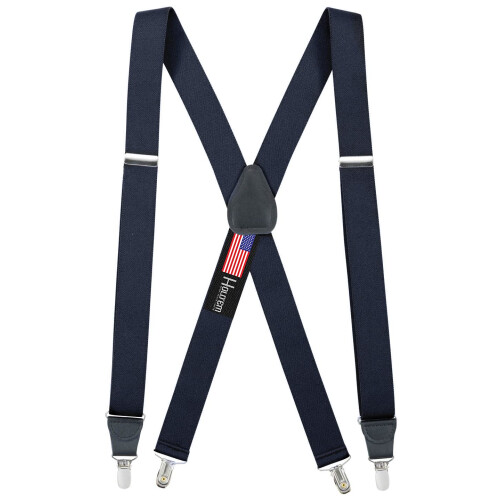 HOLD'EM Suspender Men X-Back Clip em Couro Crosspatch-Marinha (Regular 46"""")