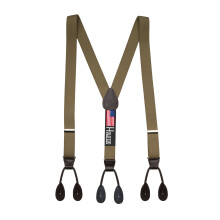 Suspensores Tuxedo HOLD'EM para Homens em Couro Preto 1.25" - Verde Oliva (Regular 46" Long)