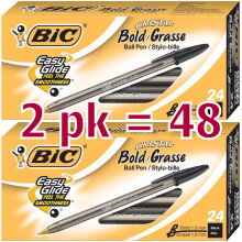 Bic Cristal Bold, 1.6 mm Balpen, Zwart - Verpakking van 48 (MSBP241-BKx2)