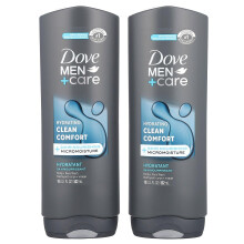 Dove Men+Care Body and Face Wash for healthier  stronger skin Clean Comfort fights dry skin 18 Fl Oz (Pack of 2)