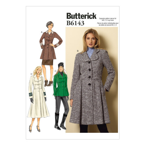 Butterick Butterick Patterns B6143 Γυναικείο Μπουφάν και Παλτό Σχέδιο Ραψίματος, Μέγεθος A5 (6-8-10-12-14)