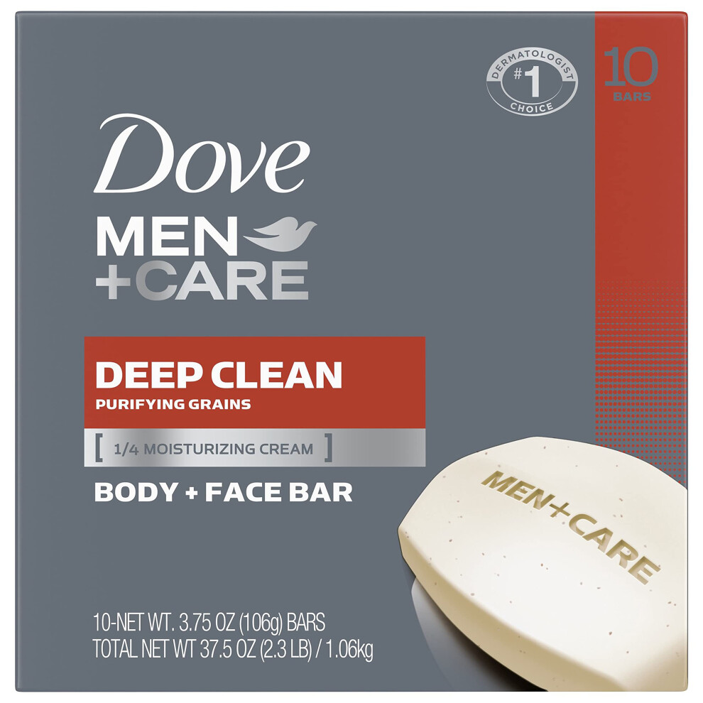 Dove Men+Care Men's Bar Soap More Moisturizing Than Bar Soap Deep Clean Soap Bar that Effectively Washes Away Bacteria  Nourishes Your Skin 3.75 oz 10