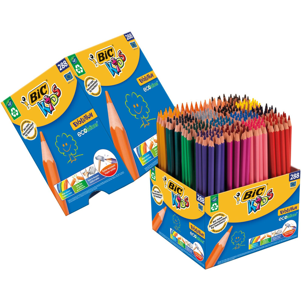 Bic Kids Evolution Ecolutions Colouring Pencils - Assorted Colours Classpack Of 288