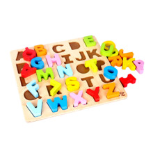 HAPE Puzzle de alfabeto de madeira | Letras de madeira ABC Letras coloridas de aprendizado educacional Puzzle Board para crian   as pequenas