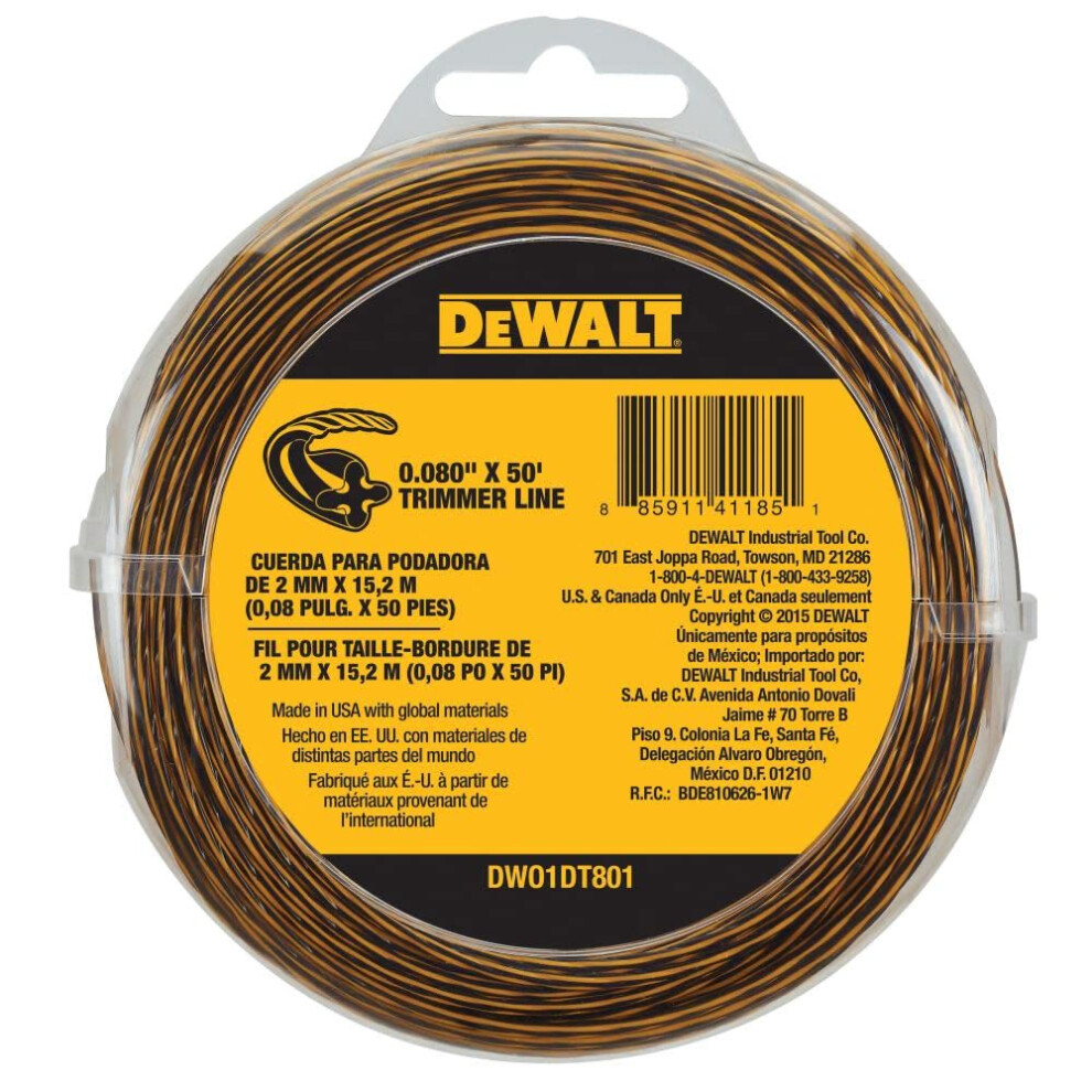 DEWALT DWO1DT801 String Trimmer Line  50-Feet by 0.080-Inch