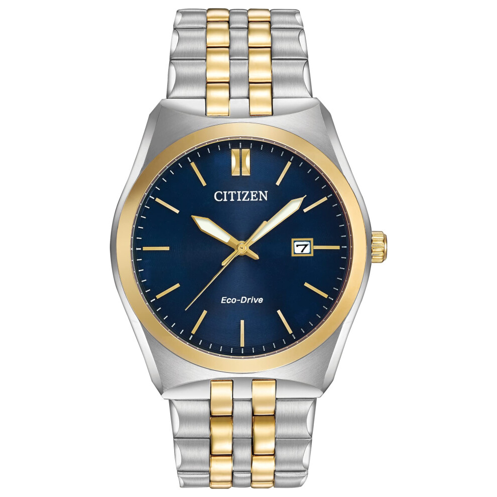 Citizen Men's Classic Corso Eco-Drive Watch  3-Hand Date  Luminous Hands  Two-Tone/ Blue Dial