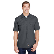 Mens FLEX Short-Sleeve Twill Work Shirt - BLAcK - S(D0102HI3T2g)