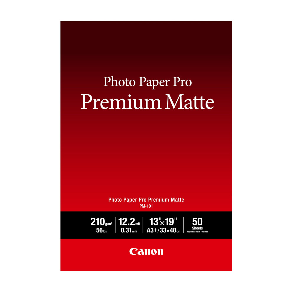 CanonInk Photo Paper  Pro Premium  Matte 13x19 (50 Sheets) (8657B010)  White  A4