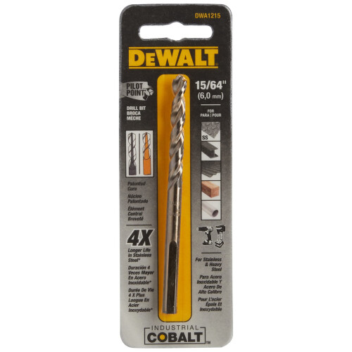 DeWalt DEWALT DWA1215 Βιομηχανικό τρυπάνι από κράμα κοβαλτίου Pilot Point 15/64" 1