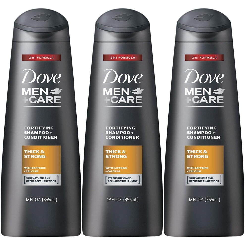 Dove Men + Care Thick and Strong Fortifying 2-in-1 Shampoo + Conditioner  12 Ounce (Pack of 3)