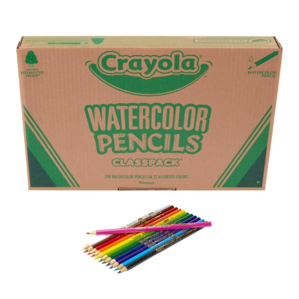 Crayola Classpack Watercolor Pencils 240Ct 20 Each Of 12 Colors Great For Classroom Educational Art Tools