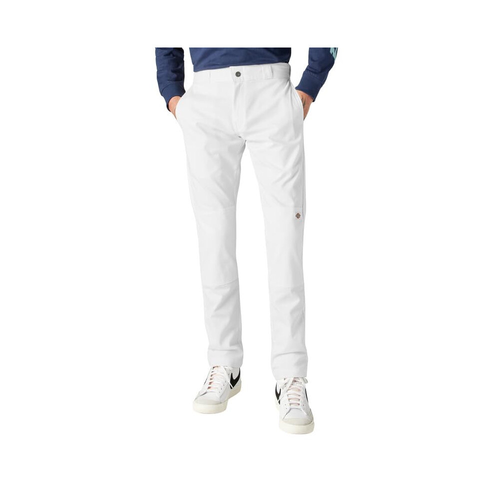 Dickies Men's Skinny Fit Double Knee Work Pants  White  34W x 30L