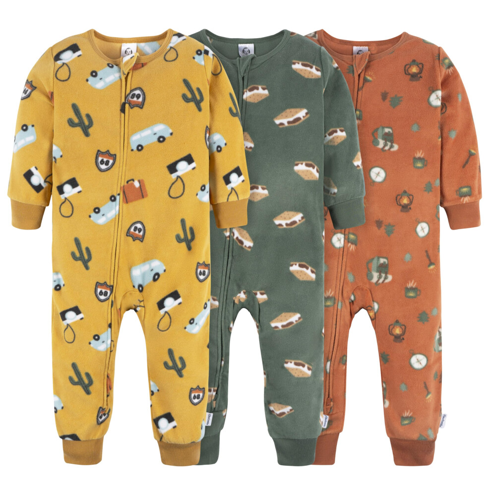 Gerber Baby Boy's Flame Resistant Fleece Footless Pajamas 3-Pack  Camping
