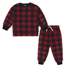 Conjunto de Pijamas em Fleece para Meninos, 2 Peças, Vermelho Xadrez