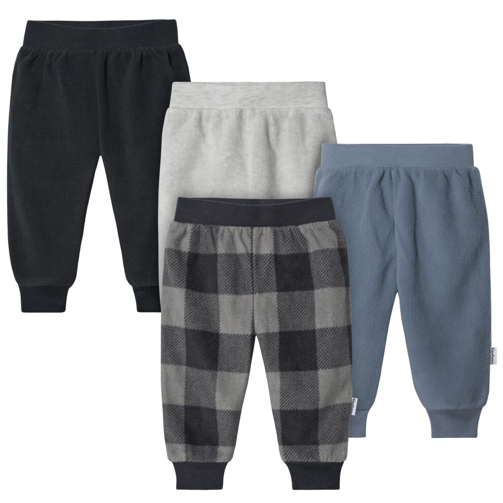 Gerber Baby Boy's 4-Pack Microfleece Pants  Navy Gingham