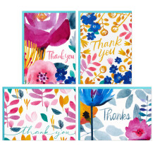 Hallmark Thank You Notes Sortiment (48 tomma kort med kuvert) Akvarellblommor