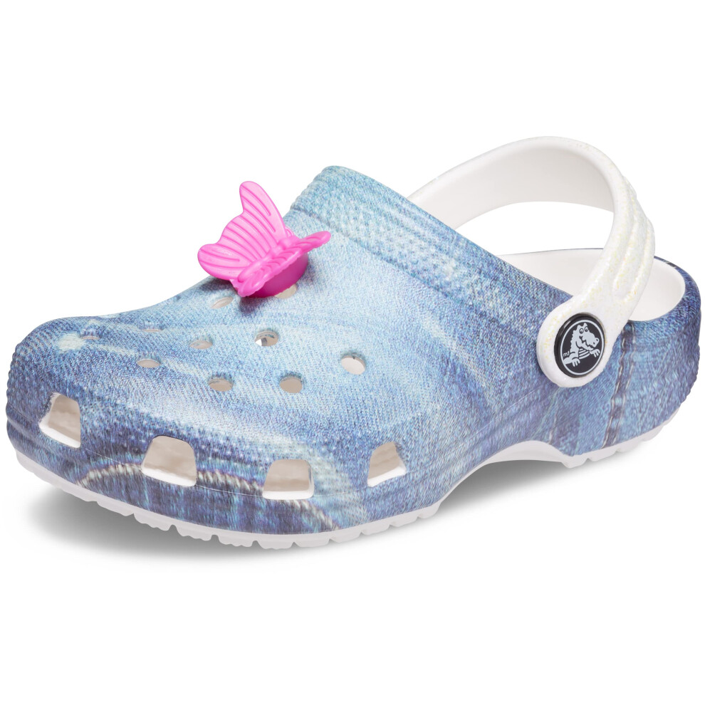 Crocs Kids Classic Clogs with Patterns and Graphics (Toddler)  White/Multi  7 US Unisex