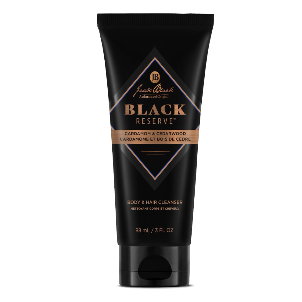 Jack Black - Black Reserve Body & Hair Cleanser  3 Fl Oz - Cardamom & Cedarwood - Mens Body Wash  Shampoo Haircare  Dual-Purpose Mens Cleanser  Sulfat