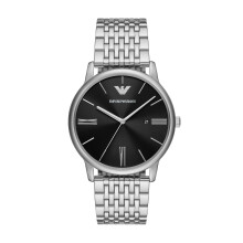 Emporio Armani miesten kolmiviisarinen hopeanv   rinen ruostumattomasta ter   ksest    valmistettu rannekello (malli: AR11600)