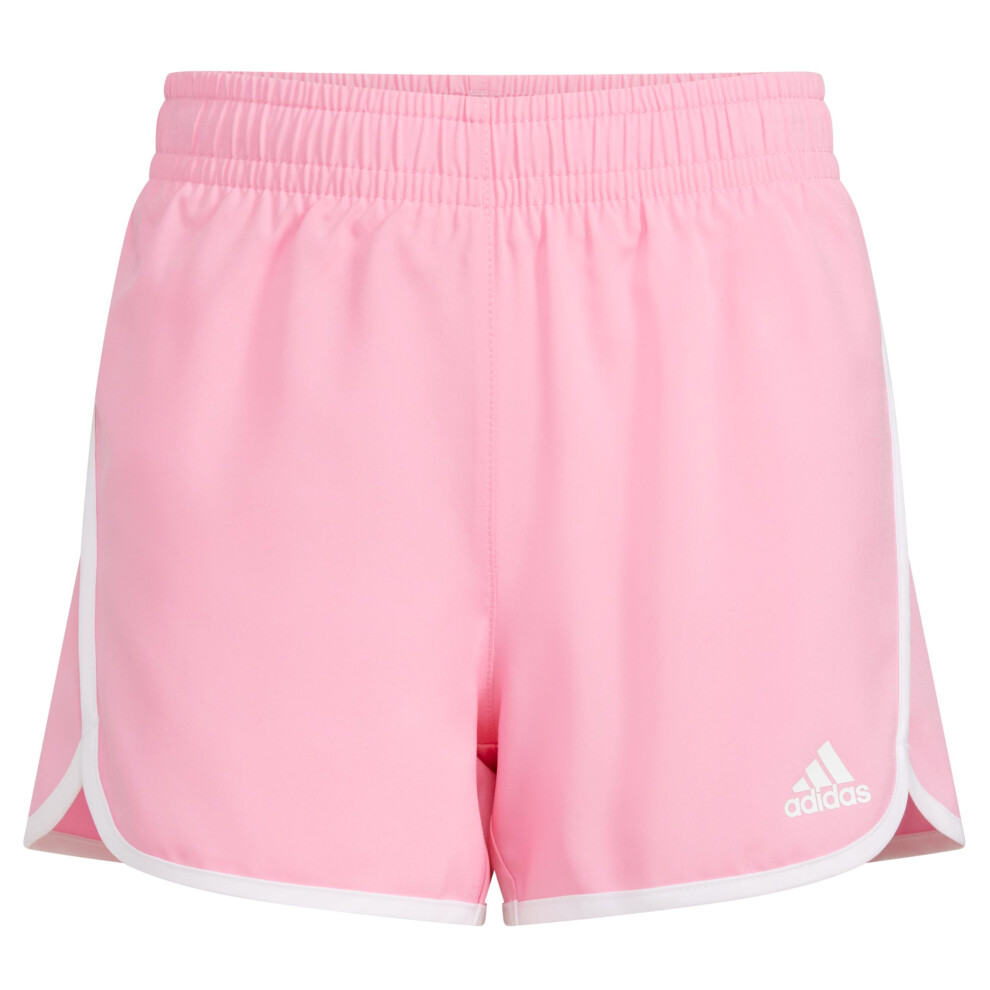 adidas Girls' Elastic Waistband Retro Woven Gym Shorts  Bliss Pink