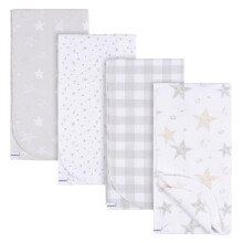 Gerber Unisex Baby 100% bomuldsflanel, der modtager tæpper 30x30 tommer (pakke med 4) himmelsk en størrelse