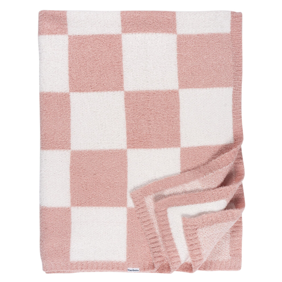 Gerber Unisex Baby Cozy Soft Silky Mink Checkerboard Grid Blanket  Pink Check  One Size