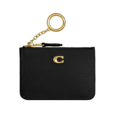 Coach Heren Mini ID Skinny van Gepolijst Pebble Leer, Zwart