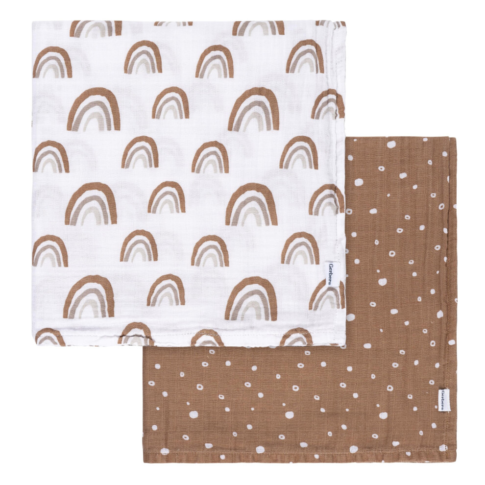 Gerber Baby Unisex 2-Pack Muslin Blanket  Boho Rainbow  One Size