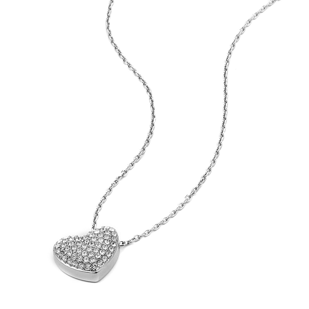 Fossil Women's Sadie Glitz Heart Stainless Steel Pendant Necklace Color: (Model: Jf04674040) Silver