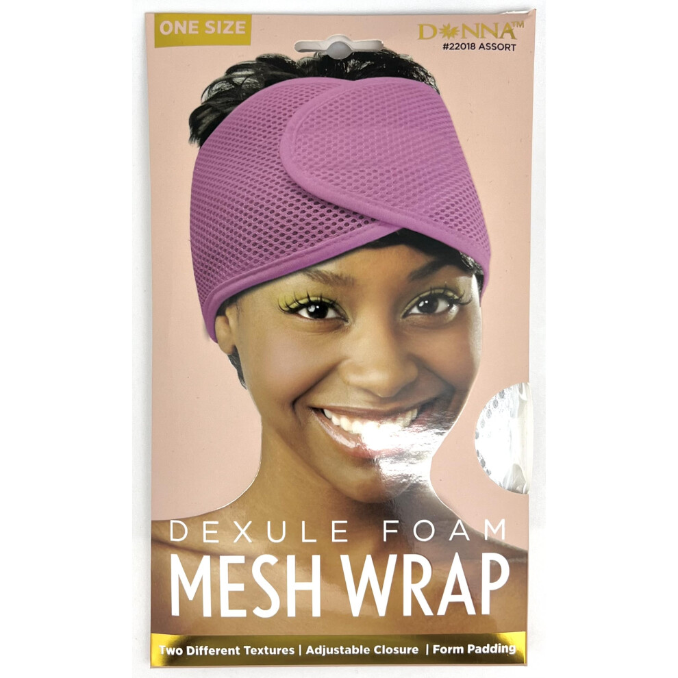 DONNA Deluxe Foam Mesh Wrap Headband with Velcro  Silk Wraps for Face Wash  Makeup  and Women's Hair Accessories  WHITE