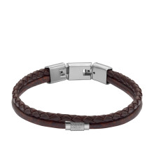 Fossil herenarmband van bruin leer met meerdere strengen, kleur: bruin (model: JF04702040)