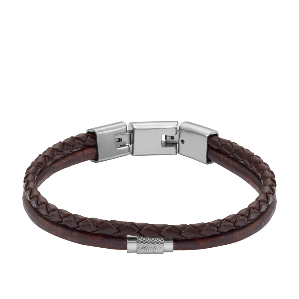 Fossil Men's All Stacked Up Leather Multi-Strand Bracelet Color: (Model: Jf04702040) Brown