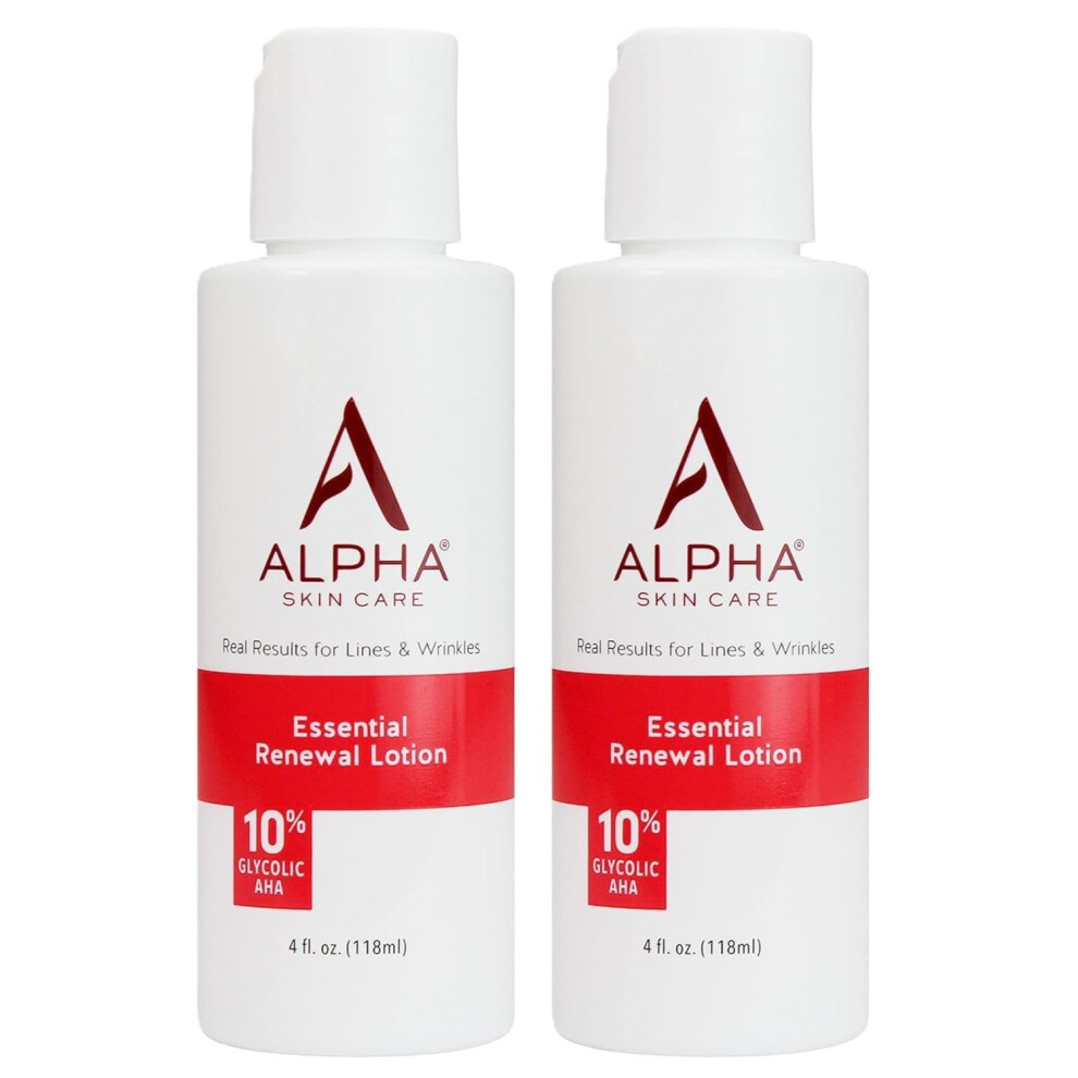 Alpha Skin Care Essential Renewal Lotion  Anti-Aging Formula  10% Glycolic AHA  Reduces Lines & Wrinkles  Normal to Dry Skin  4 Fl Oz  Pack of 2