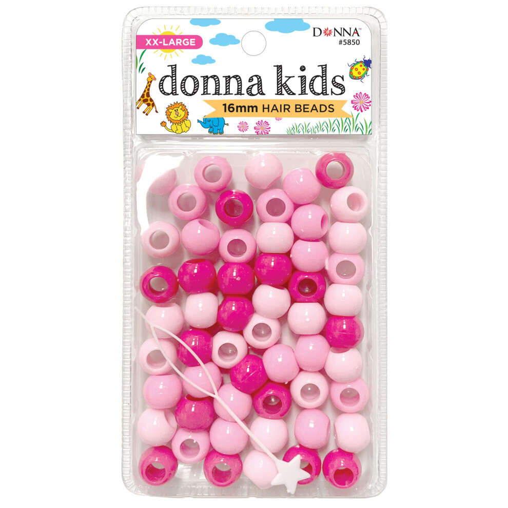 DONNA 16mm Plastic Hair Beads XXL Pink Mix Color