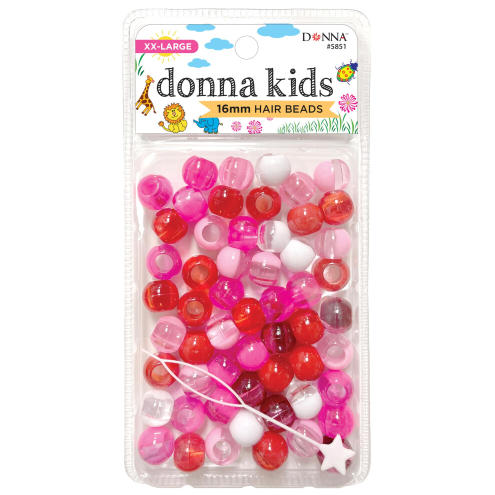 DONNA 16mm Plastic Hair Beads XXL  Hair Beads for Kids DIY Hair Braiding Plastic Beads for Braid Hair 1pc Quick Beaders for Kids Hair Braids 2 Tone Mi