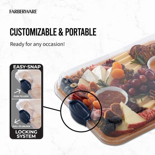 Farberware Tabua de Corte em Bambu Farberware Build-A-Board com Compartimentos e Tampa Transparente 2