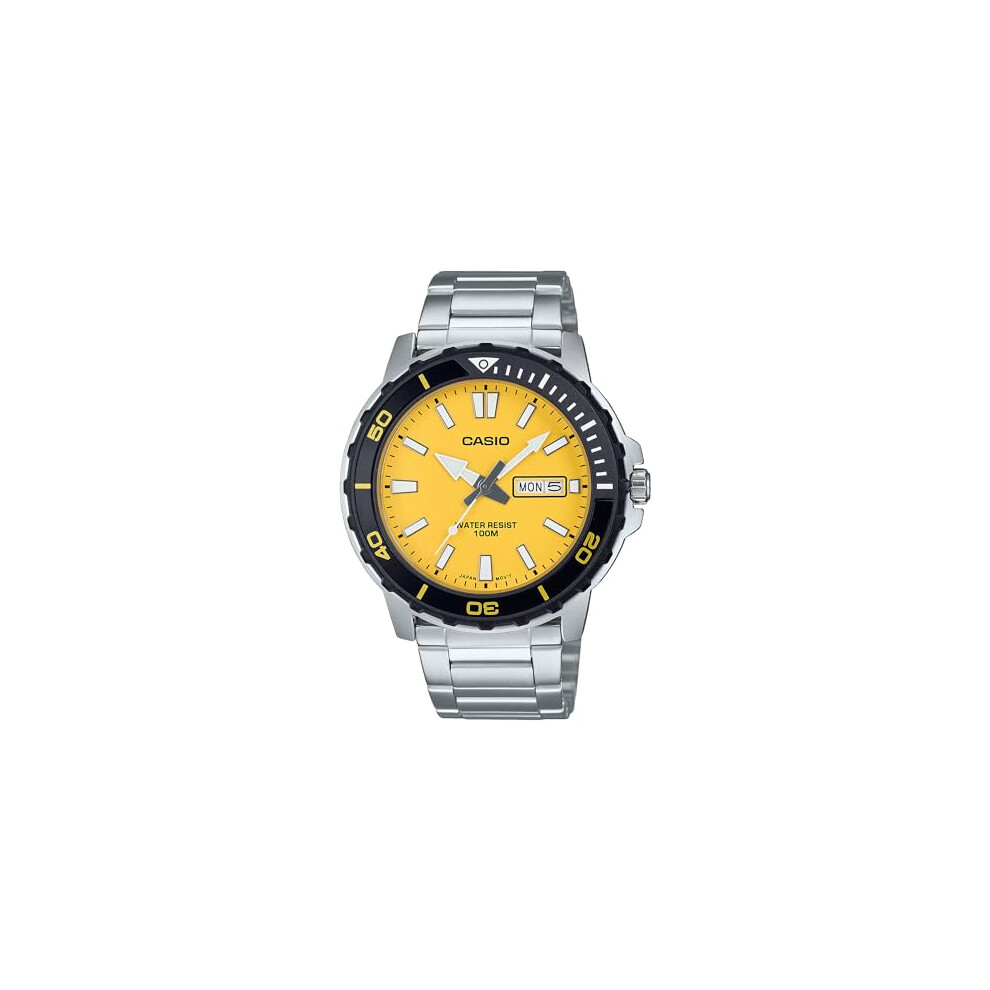 Casio Standard Analog Stainless Steel Yellow Dial Quartz MTD-125D-9AV 100M Men's Watch
