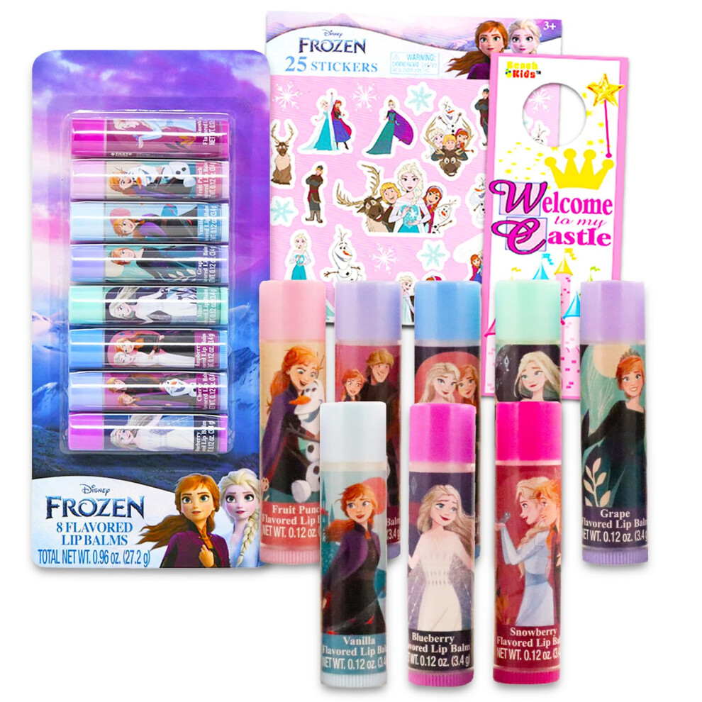 Frozen Lip Balm Set - Bundle with 8 Disney Lip Balm Tubes  Stickers and More | Anna and Elsa Lip Balm Kit