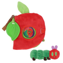 KIDS PREFERRED Eric Carle Very Hungry Caterpillar Activity Apple and Plush - Crinkle Texture Inside and Attached Leaf Teether - Hanging Loop for