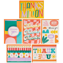 Hallmark Retro Tackkort Sortiment (24 tomma kort med kuvert) Orange Gul Grn Rosa