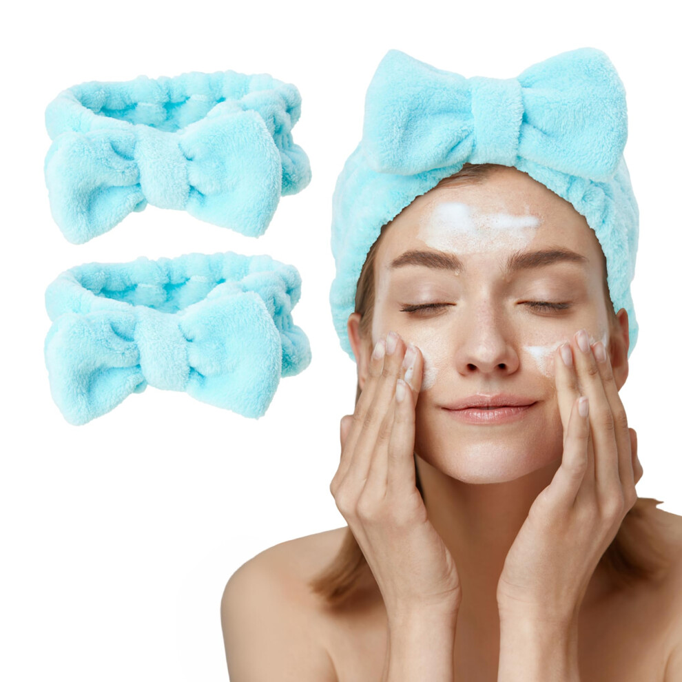 Bliss Women's 2 Pack Microfiber Towel Headband - Spa Headband for Washing Face  Skin Care  Makeup  and Messy Hair Wrap - Preppy Stuff Shower Hair Acce