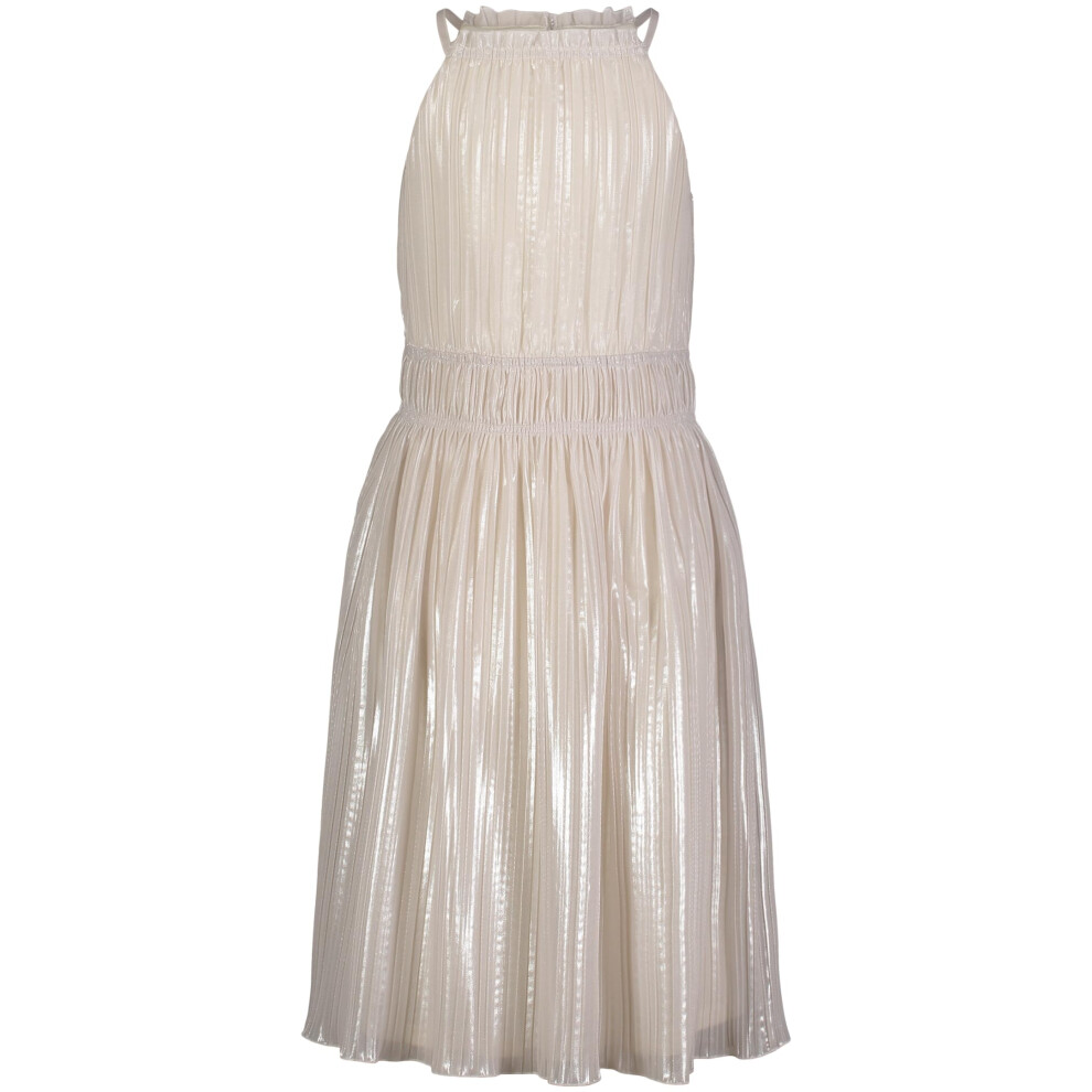 Calvin Klein Girls' Sleeveless Party Dress  Fit and Flare Silhouette  Round Neckline & Back Zip Closure  White Sand  8