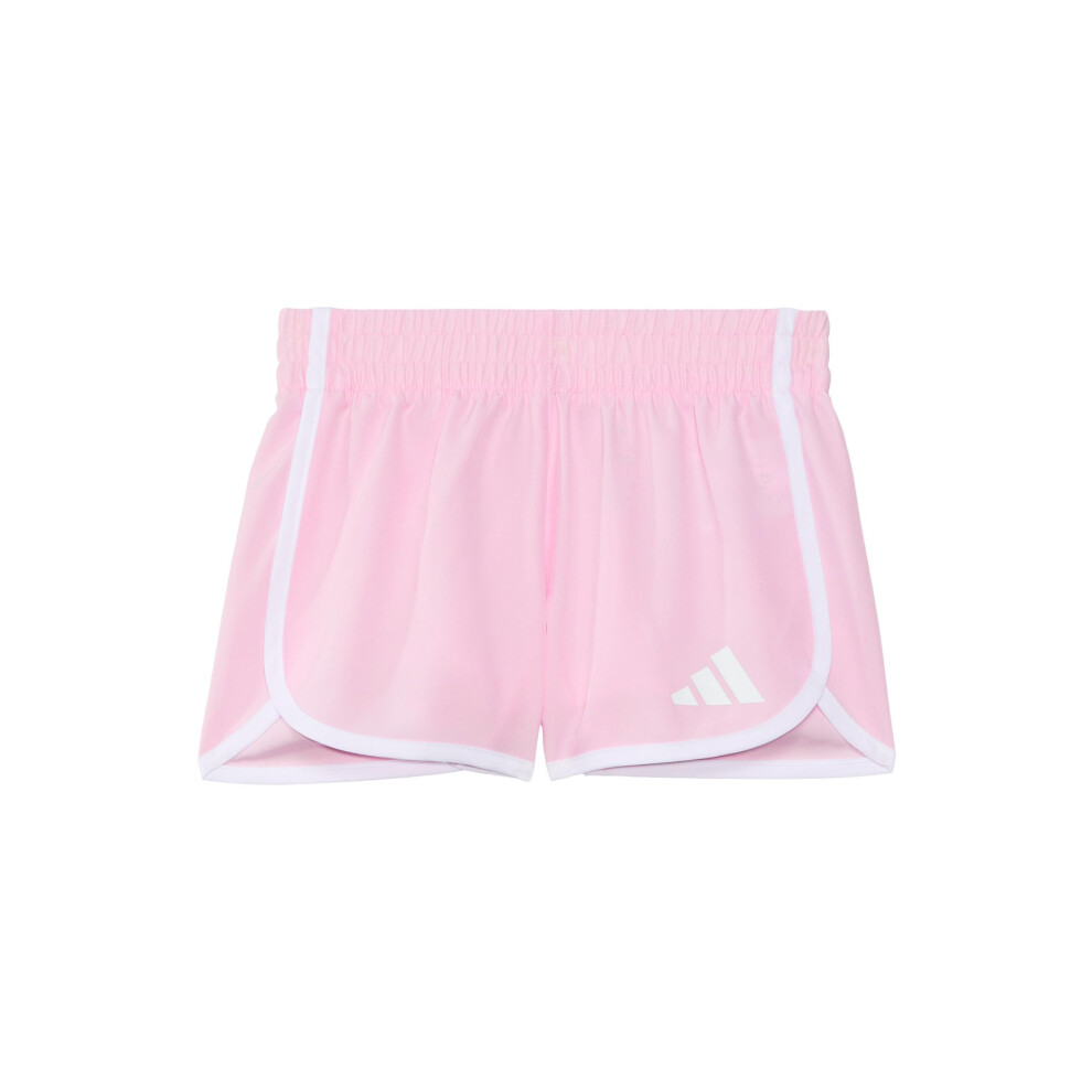 adidas Girls' Elastic Waistband Retro Woven Gym Shorts  Clear Pink Adi