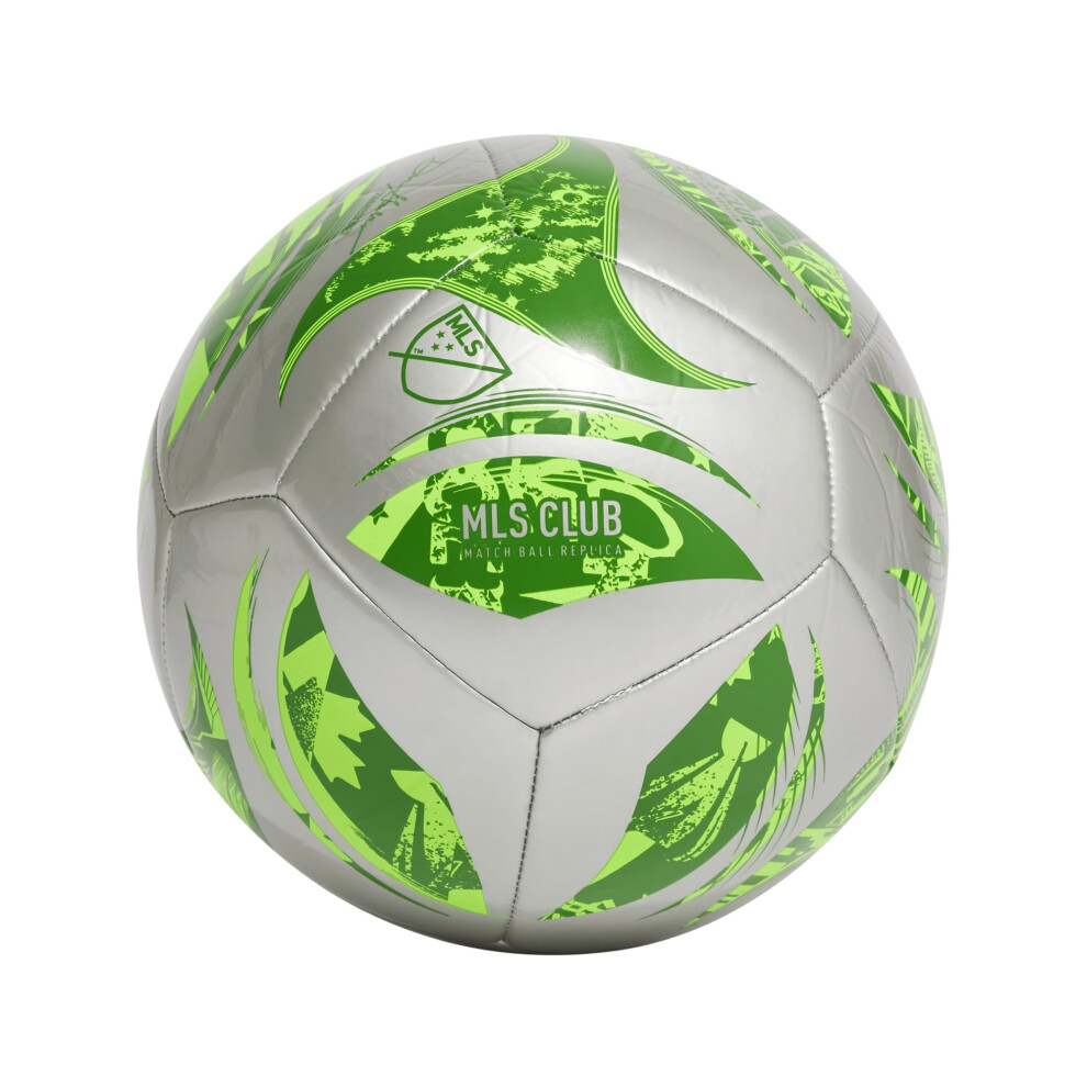adidas MLS Club Soccer Ball  Silver Metallic/Green  5