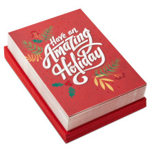 Hallmark Modern dobozos karcsonyi kpeslapok Csodlatos nnep (40 krtya s 40 bortk) Evergreen Branches s Holly