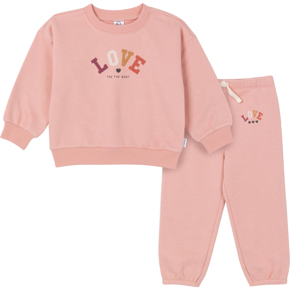Gerber Baby Girls Toddler 2-Piece Fleece Sweatshirt and Jogger Set  Peach  12 Months