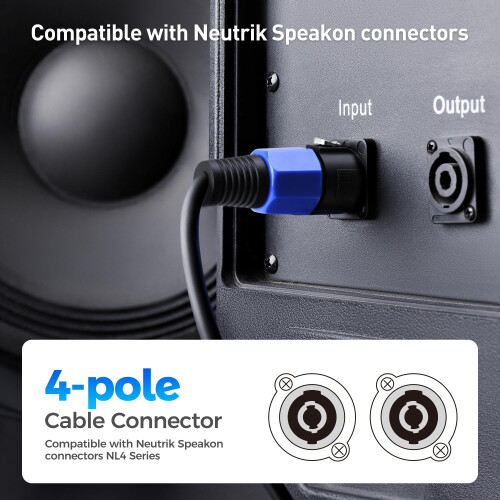Cable Matters 4-Pack, Conector de Cabo de Alto-Falante 4-Pólos - OD Máx 8.5mm/0.33 polegadas, Compatível com Neutrik Speakon 1