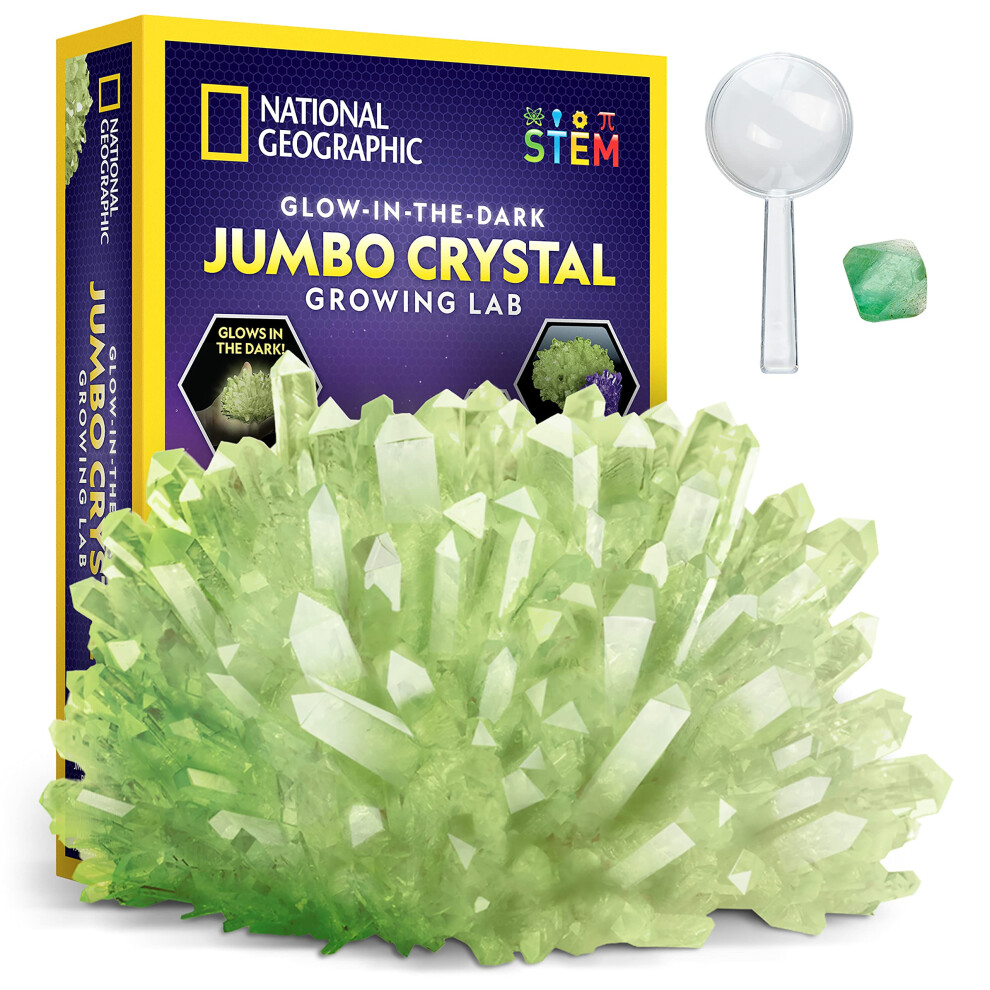 Blue Marble National Geographic Jumbo Crystal Growing Kit - Grow Your Own Giant Glow In The Crystal In A Few Days With This Crystal Making Kit Science Kit Dark