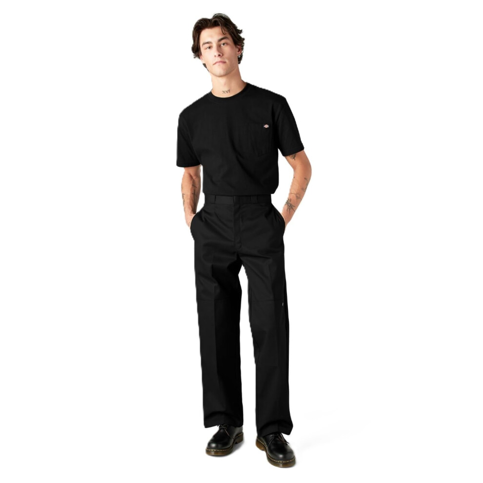 Dickies Men's Loose Fit Double Knee Work Pants  Black