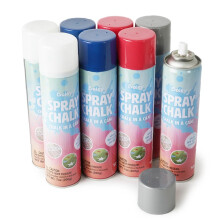 Boley 8-pack spuitkrijt, elk 7 oz - rood-wit-blauwe en zilveren kleuren - patriottische Amerikaanse vlag buitenkrijt voor trottoirbestrating en gras
